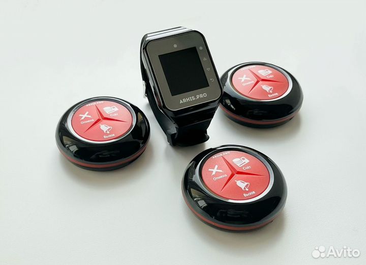 Система вызова официанта: кнопка и часы пейджер