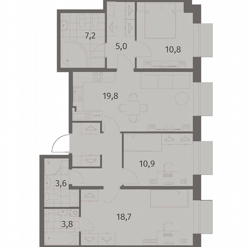 3-к. квартира, 88,5 м², 2/8 эт.