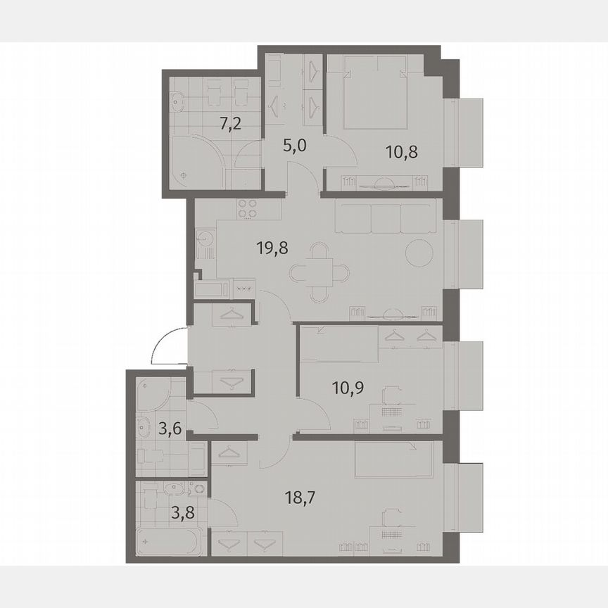 3-к. квартира, 88,5 м², 2/8 эт.