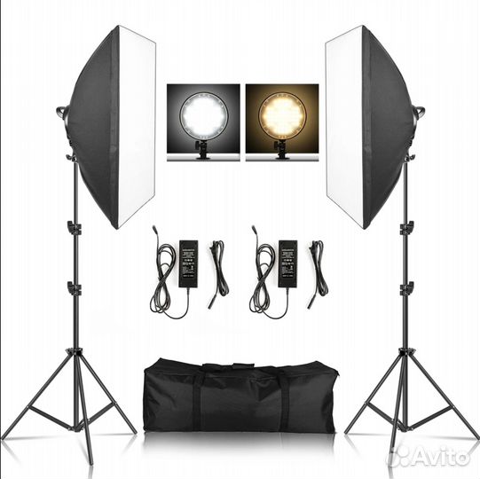 Новый видеосвет: софтбокс, лампа, штатив, блок пит