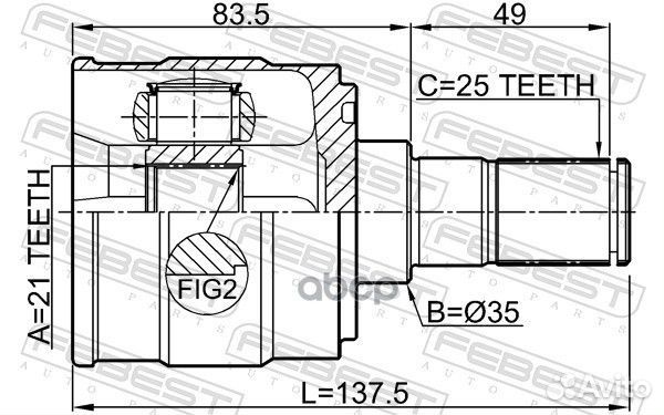 ШРУС внутренний 21X35X25 KIA picanto 17- 2211TA