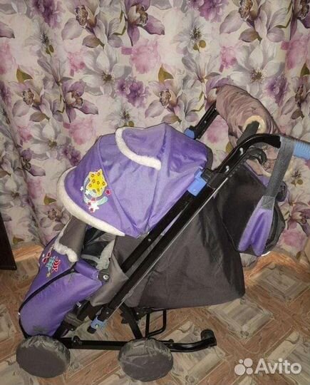 Детские санки коляска с колёсами Galaxy City - 2