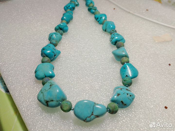 Бусы из бирюзы и пирита