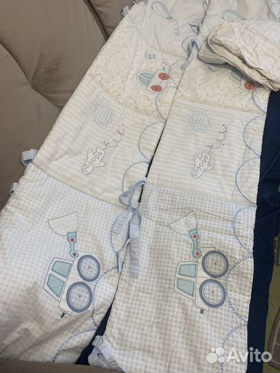 Бортики в кроватку mothercare + простыни