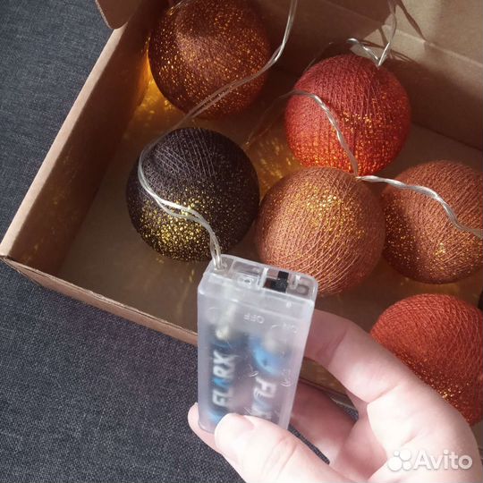 Гирлянда хлопковых шаров Гирдяндус на батарейках