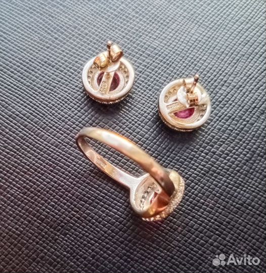 Серьги и кольцо серебро Комплект