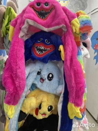 Кигуруми шапка пикачу, стич, единорог, зайка