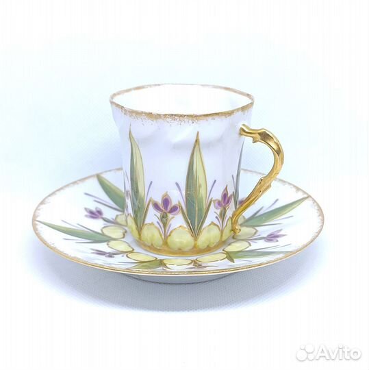 Кофейная пара Лимож антикварная Франция фарфор