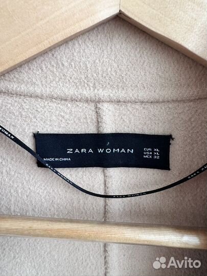 Пальто бежевое zara