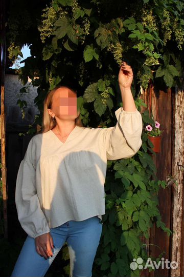 Льненная рубашка.Бохо блуза, рубашка