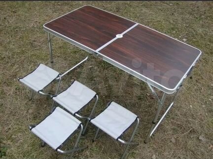 Складной стол с 4 стульями размер 120х60
