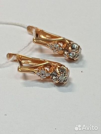 Серьги с природным камнем Золото