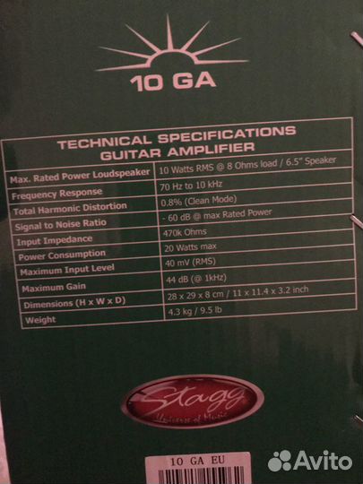 Комбоусилитель stagg 10 ga