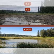 Копка,строительство, чистка большого пруда, Пушкино