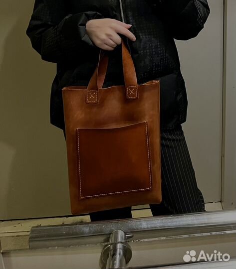 Сумка шоппер из натуральной кожи ручной работы