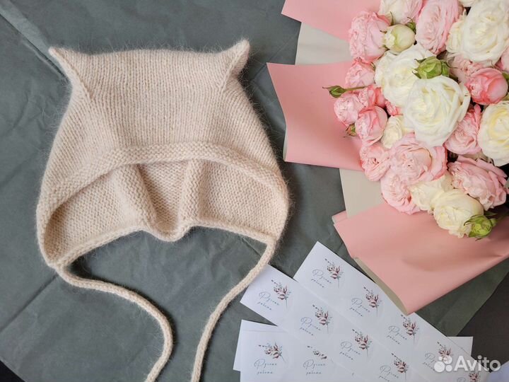 Шапка чепчик женский с ушками коточепчик