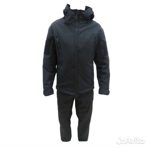 Костюм тактический Softshell на флисе (черный)