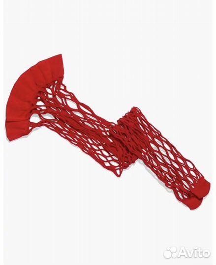 Чулки в сетку красные эротические Savage x Fenty