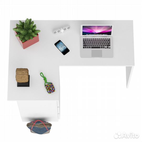 Угловой компьютерный стол Мори мс-16 левый белый, 124,4х84,9х76,6 см, ящики слева, не универсальная