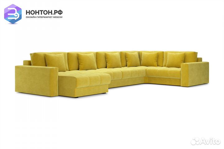 Диван п-образный тик-так Монарх горчичный