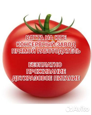 Вахта на пищевом пр-ве проживание питание Юг
