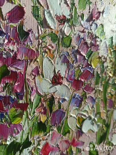 Цветы картина маслом 25х35 см