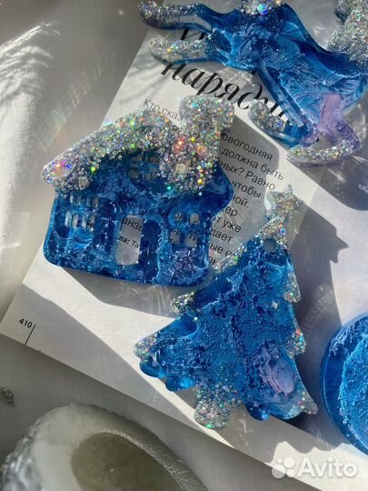 Набор ёлочных игрушек из эпоксидной смолы