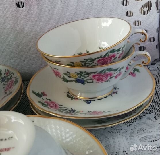 Чайная пара костяной фарфор Франция Лимож