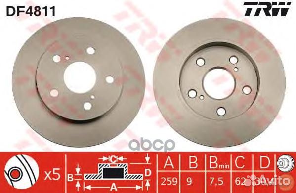 Диск тормозной задний toyota auris, corolla (E1