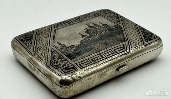 Портсигар «Виды Москвы» серебро 84 проба