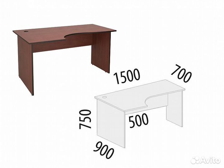 Стол угловой (лев) Рубин 41.46 для офиса