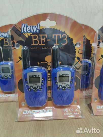 Детские рации Baofeng BF-T3 синие комплект 2 шт