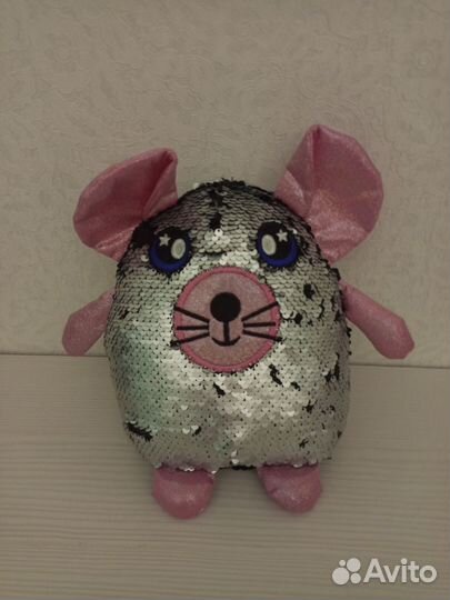 Мягкая игрушка мышка с пайетками 2 цветная