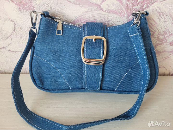 Новая джинсовая сумка багет