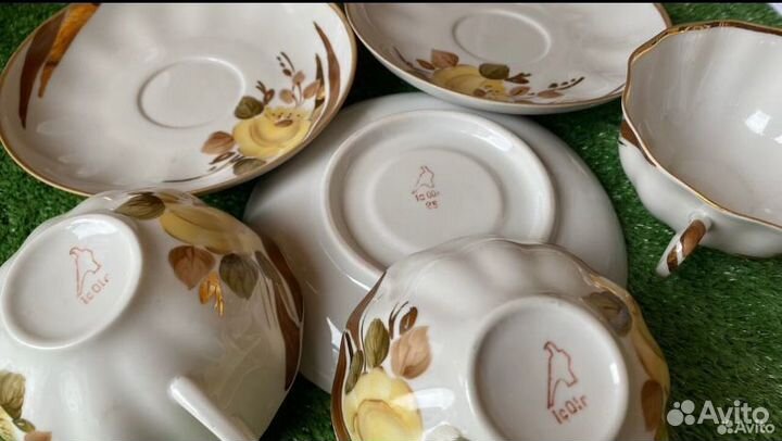 Сервиз чайный фарфоровый Дулево Жёлтая роза