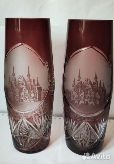 Ваза гим, марганцевое стекло, СССР