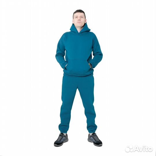 56347 Костюм спортивный мужской с начесом, бирюзов