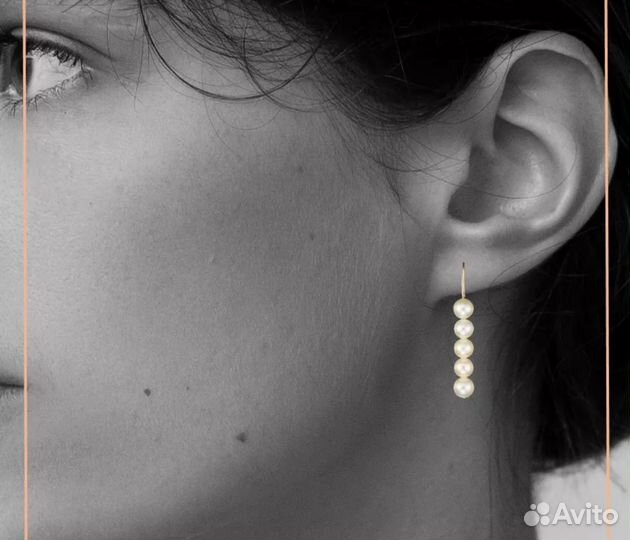 Золотые серьги с жемчугом 585