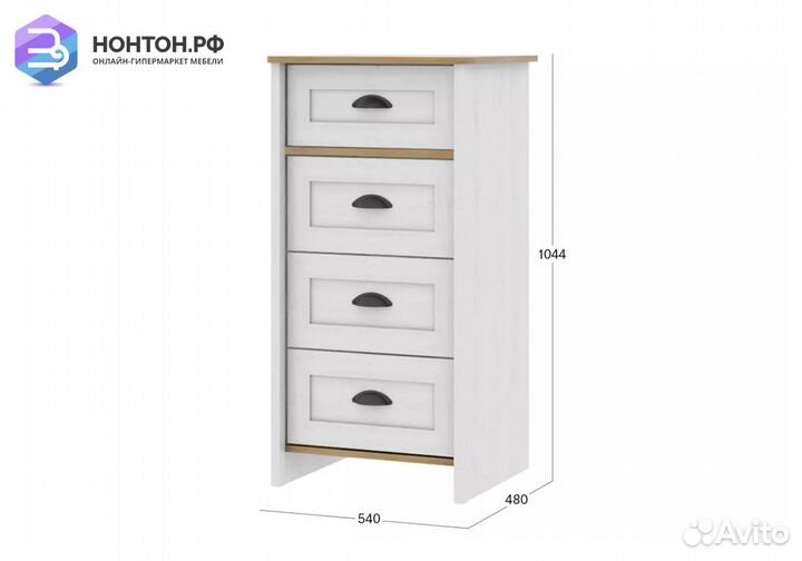 Комод с 4-мя ящиками Тифани дуб небраска / белый