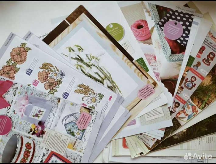 Остатки наборов, схемы, журналы для вышивки