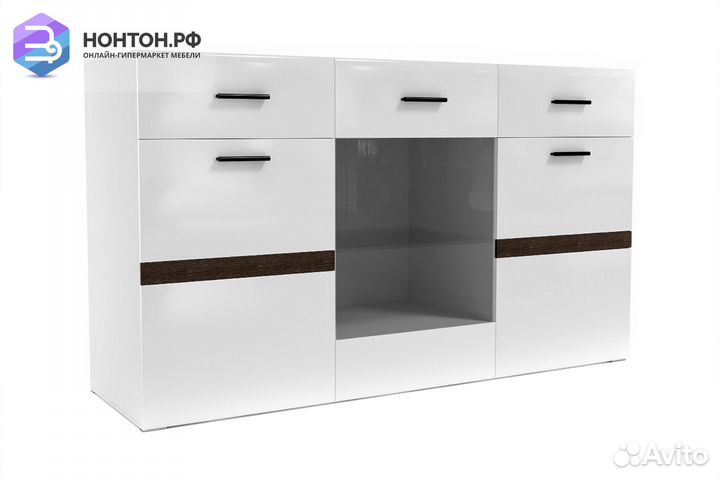 Комод-витрина Соло белый / венге