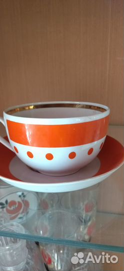 Чайная пара,1950г.,Дмитровский фарфоровый завод