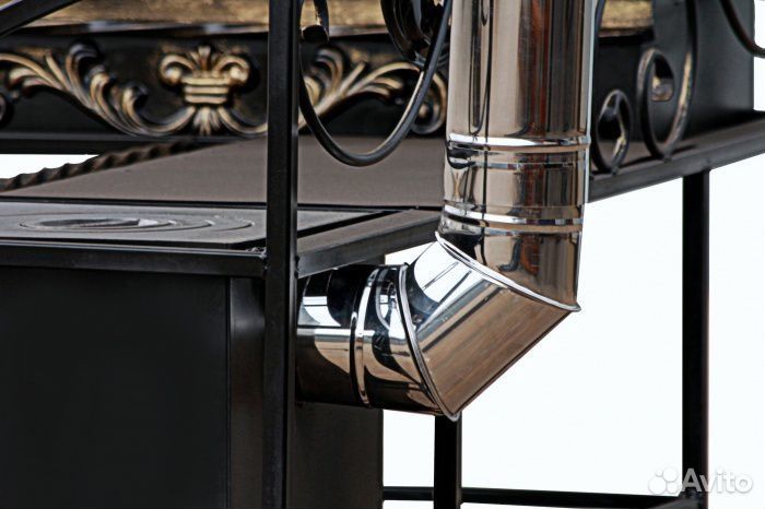 Мангал с печью под казан и крышей