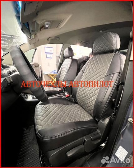 Чехлы Автопилот Opel Antara из экокожи чёрно-серые