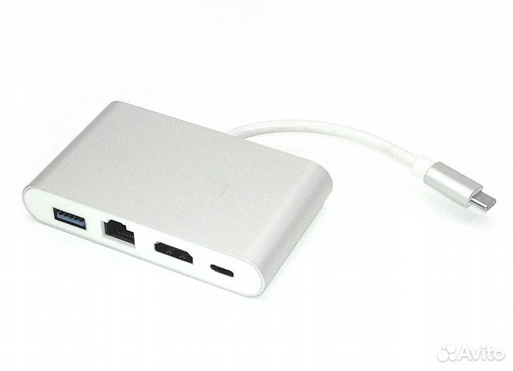 Адаптер Type-C на hdmi, USB 3.0 + RJ45