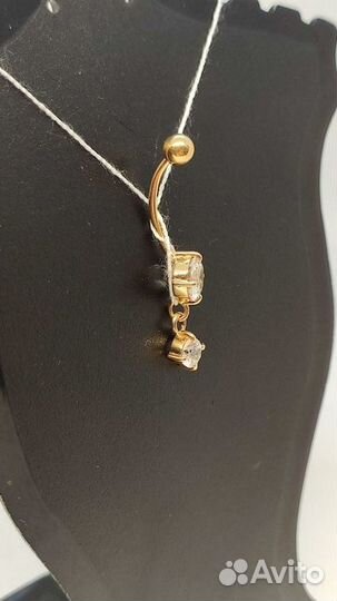 Золотой пирсинг с камнем