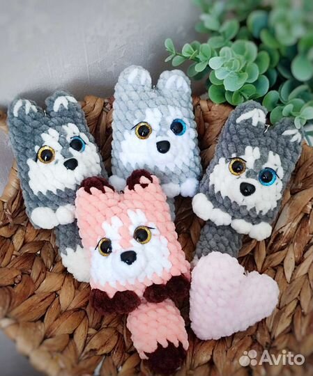 Мини хаски щенки брелки