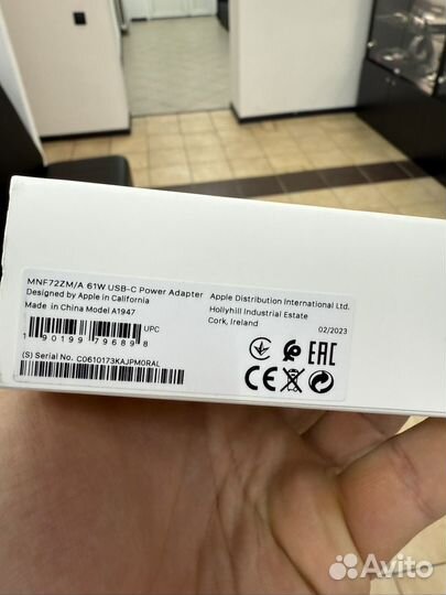 Блок 61w Apple оригинал новый Адаптер USB-C