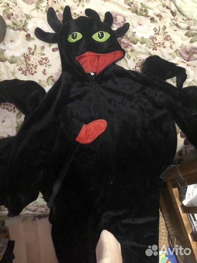 Кигуруми дракон беззубик чёрное новое
