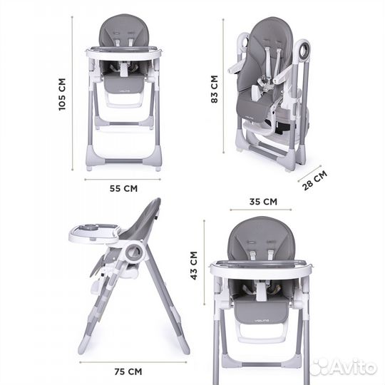 Стульчик для кормления-шезлонг (2в1) Jetem Violino